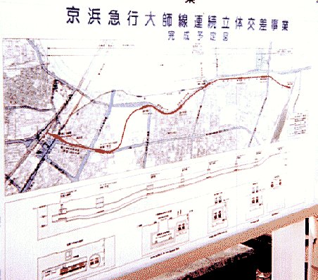 The guide board of construction: It is at Higashimonzen Station. 